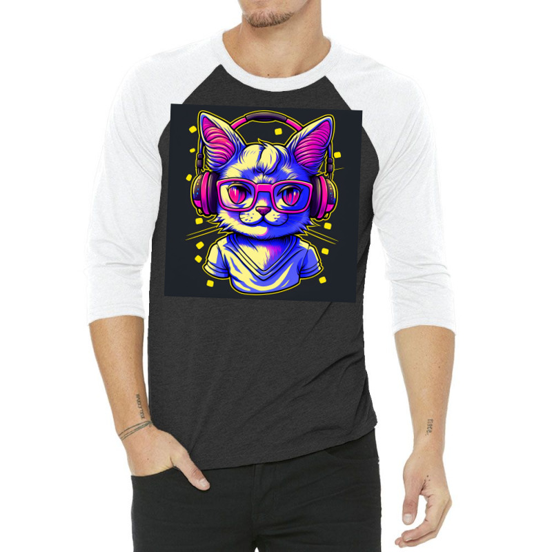 Meow Listen To Music In Earphone 1932 3/4 Sleeve Shirt by Creative Corner | Artistshot