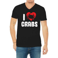 I Love Crabs Heart Crab Crustacean 70s V-neck Tee | Artistshot