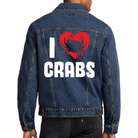 I Love Crabs Heart Crab Crustacean 70s Men Denim Jacket | Artistshot