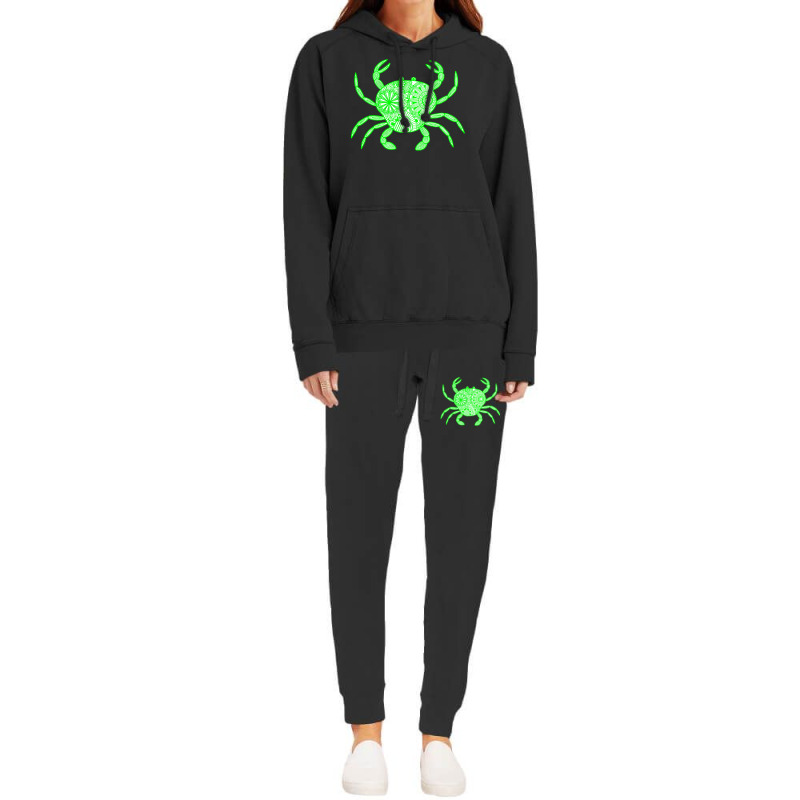 Mandala Crab Green And White Boy Hoodie & Jogger Set | Artistshot