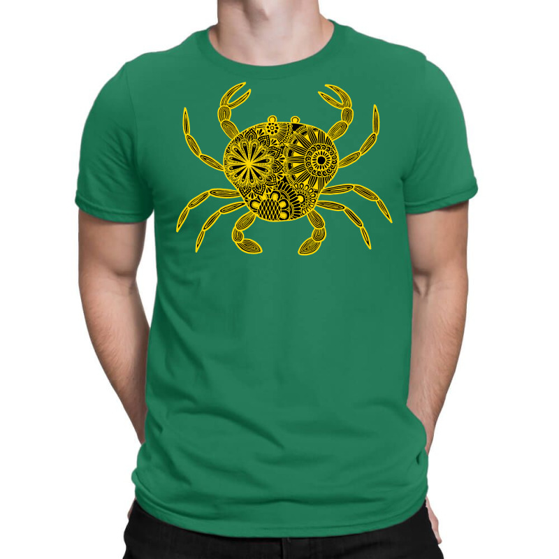 Mandala Crab Yellow And Black Inverted Yellow T-shirt | Artistshot