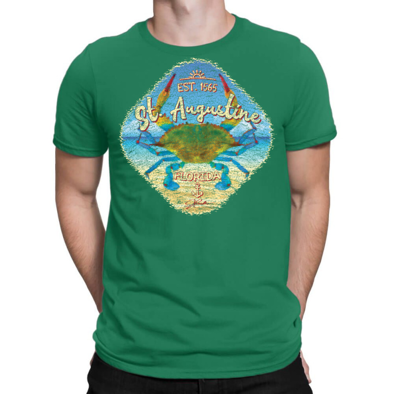 St Augustine Florida With Blue Crab On Beach Gift T-shirt | Artistshot