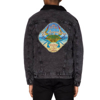 St Augustine Florida With Blue Crab On Beach Gift Unisex Sherpa-lined Denim Jacket | Artistshot