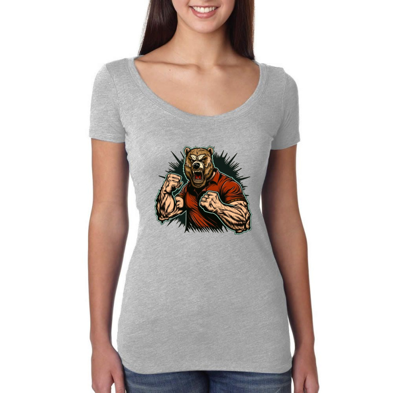 Bear Master Angry Women's Triblend Scoop T-shirt by KareemHancock | Artistshot