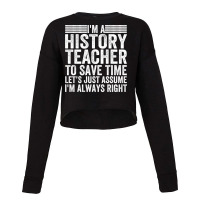 Awesome History Teacher Sayings Blue Cropped Sweater | Artistshot