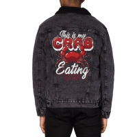 Funny Crab Lover Gift Crab Eating 70s Unisex Sherpa-lined Denim Jacket | Artistshot