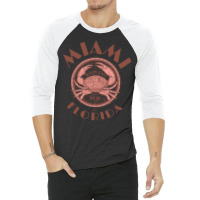 Miami Florida With Stone Crab On Wind Rose Cute 3/4 Sleeve Shirt | Artistshot