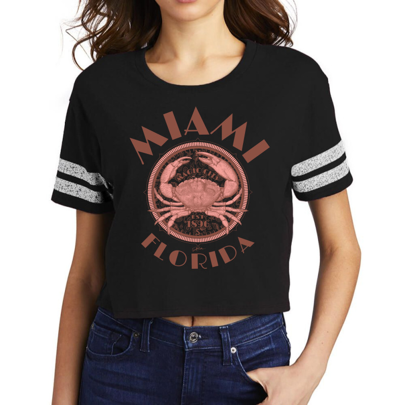 Miami Florida With Stone Crab On Wind Rose Cute Scorecard Crop Tee by jcbaleziw | Artistshot