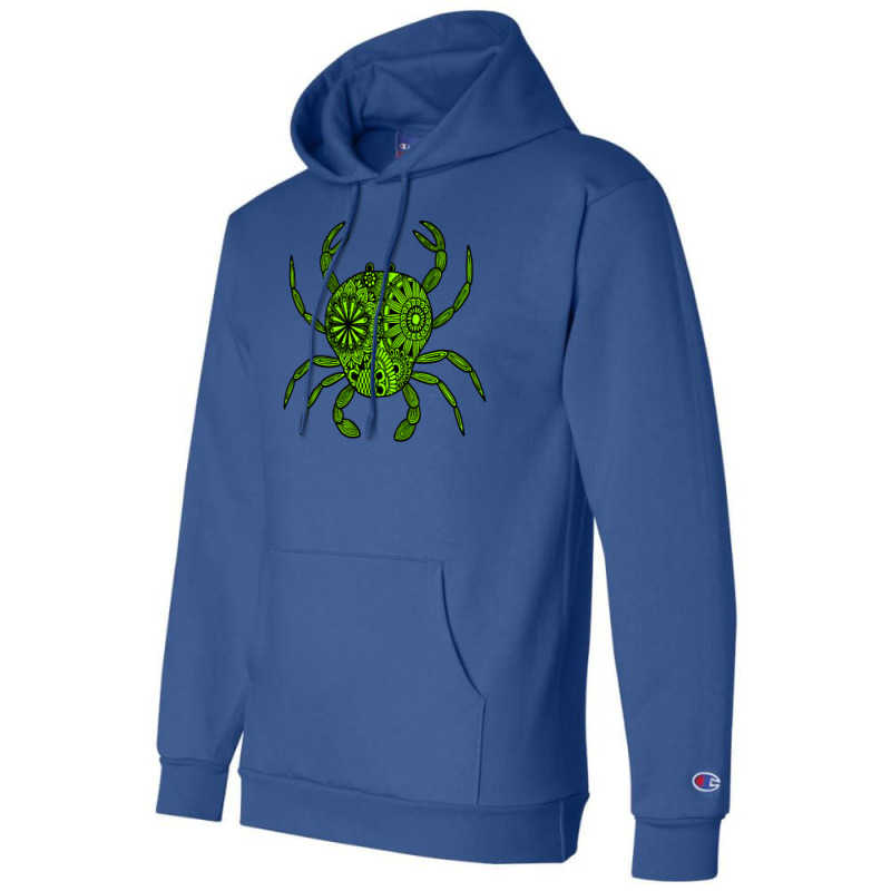 Mandala Crab Green And Black Travel Champion Hoodie | Artistshot