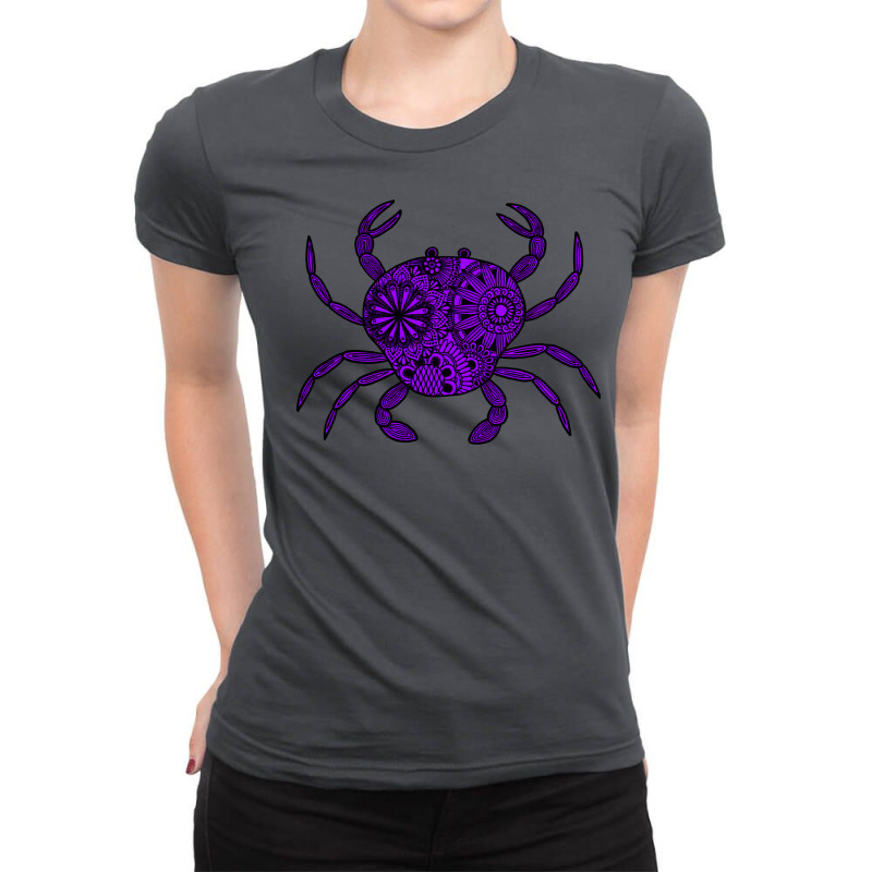 Mandala Crab Purple And Black Blue Ladies Fitted T-Shirt by cunjamjilol | Artistshot