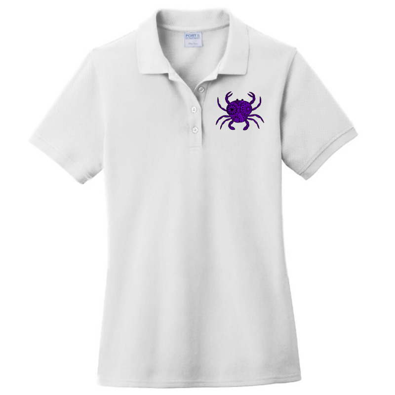 Mandala Crab Purple And Black Blue Ladies Polo Shirt by cunjamjilol | Artistshot