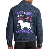 Just A Girl Who Loves Capybaras Yellow Men Denim Jacket | Artistshot