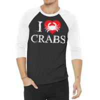 I Love Crabs Heart Crab Crustacean Summer 3/4 Sleeve Shirt | Artistshot