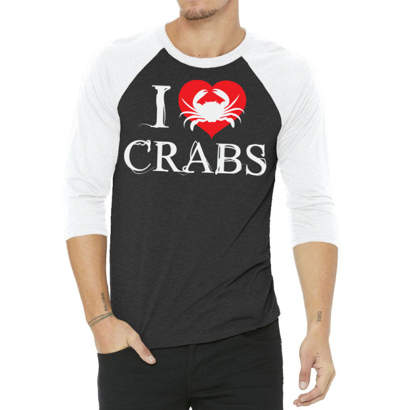 I Love Crabs Heart Crab Crustacean Summer 3/4 Sleeve Shirt | Artistshot