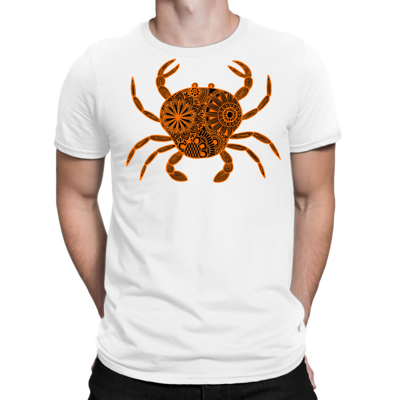 Mandala Crab Orange And Black Inverted Travel T-shirt | Artistshot