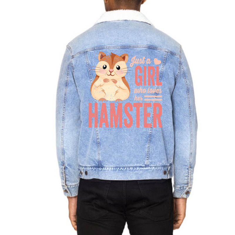 Just A Girl Who Loves Hamsters Cute Pet Hamster Bl Unisex Sherpa-lined Denim Jacket | Artistshot