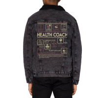 Health Coach T  Multitasking Daily Value Gift Item Unisex Sherpa-lined Denim Jacket | Artistshot