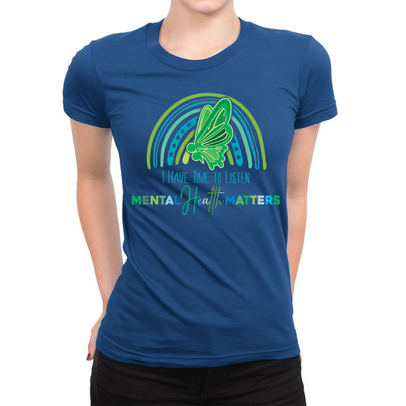 I Have Time To Listen Butterfly Mental Health Semi Ladies Fitted T-Shirt by mehobrateez | Artistshot