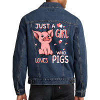 Just A Girl Who Loves Pigs Hipster Men Denim Jacket | Artistshot