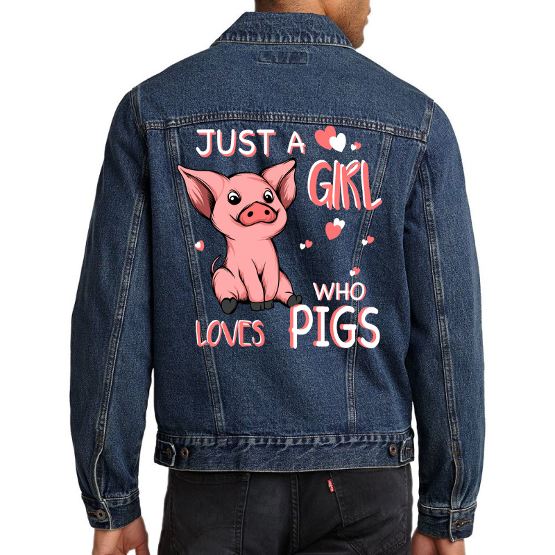 Just A Girl Who Loves Pigs Hipster Men Denim Jacket | Artistshot