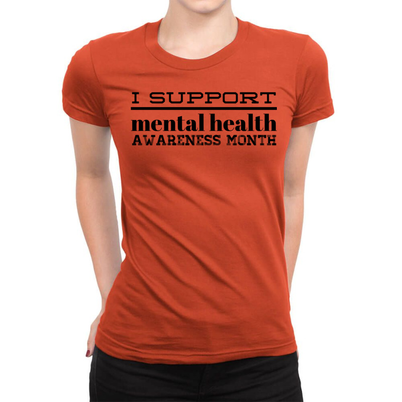 I Support Mental Health Awareness Month Nostalgia Ladies Fitted T-Shirt by slomarajwan6 | Artistshot