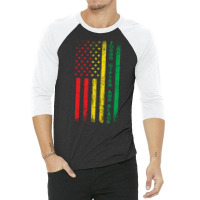 Black History Month Usa Grunge Flag Stars 3/4 Sleeve Shirt | Artistshot