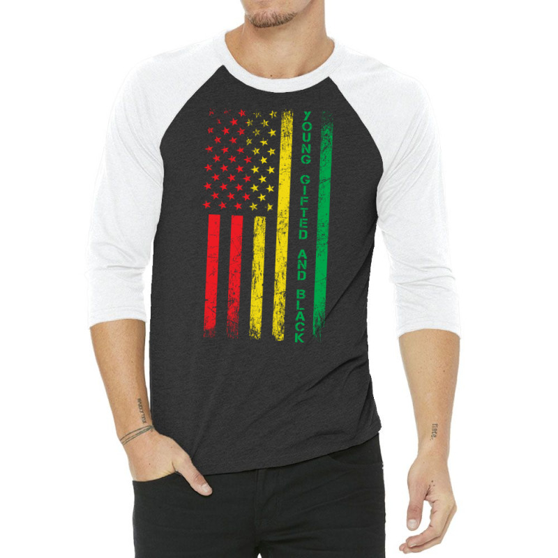 Black History Month Usa Grunge Flag Stars 3/4 Sleeve Shirt | Artistshot