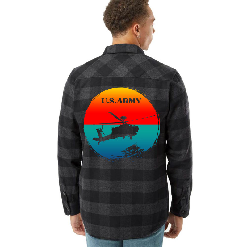 Vintage Army Attack Helicopter War Sunset Apache U Flannel Shirt by xsavvakuistih | Artistshot