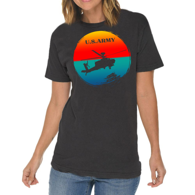 Vintage Army Attack Helicopter War Sunset Apache U Vintage T-Shirt by xsavvakuistih | Artistshot