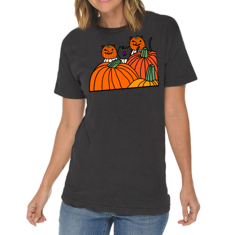 Halloween Horror Pumpkin Head Cats Cool Vintage T-shirt | Artistshot