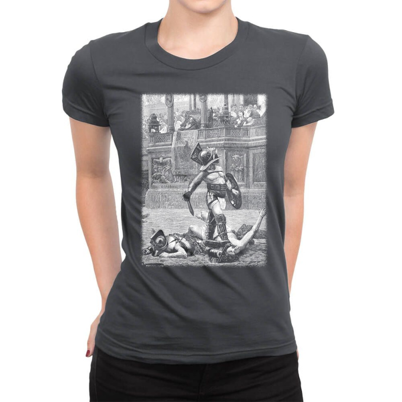 With A Turned Thumb Pollice Verso Roman Gladiator Ladies Fitted T-Shirt by ciksnvanioso | Artistshot