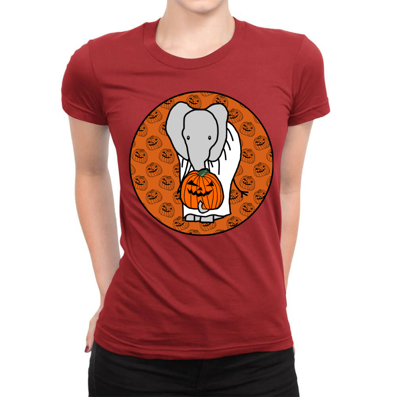 Halloween Horror Elephant Orange Round Summer Ladies Fitted T-Shirt by felsonraveln | Artistshot