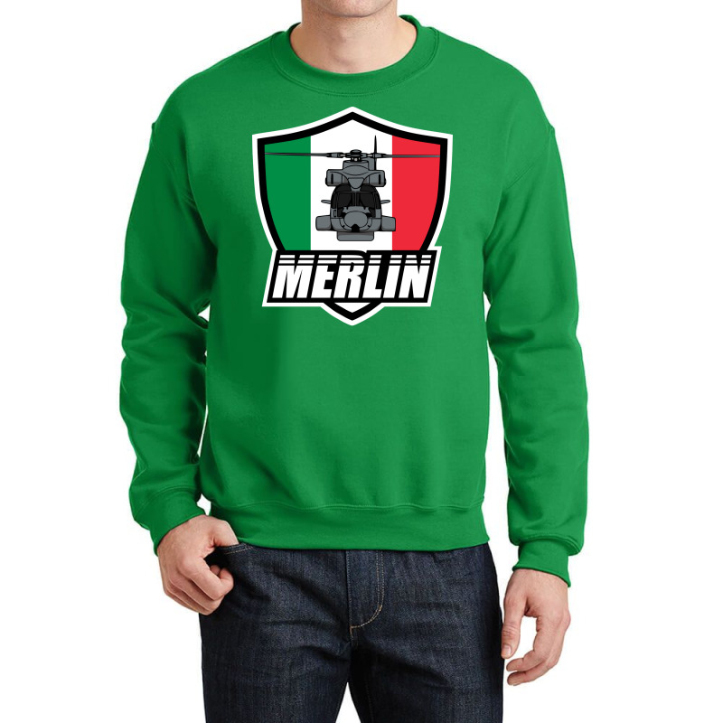 Italian Merlin Helicopter Patch Blue Crewneck Sweatshirt | Artistshot