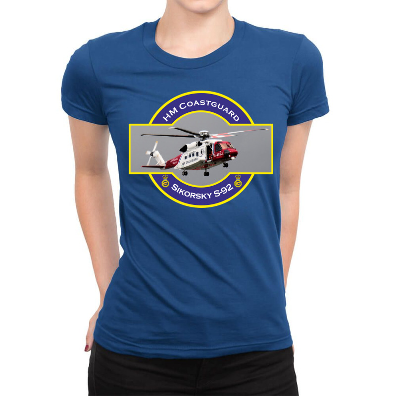 Hm Coastguard Search And Rescue Helicopter Blue Cu Ladies Fitted T-Shirt by zwicklruhsanw | Artistshot