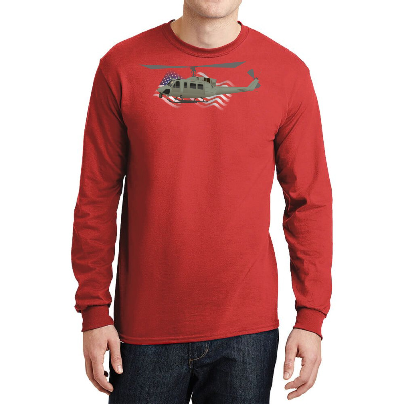 Patriotic Uh1n Iroquois Helicopter Cool Long Sleeve Shirts by fattakayaa | Artistshot