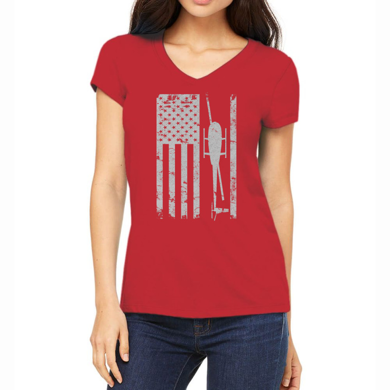 R22 Helicopter Vintage Flag Cute Women's V-Neck T-Shirt by kipgenarguinc | Artistshot