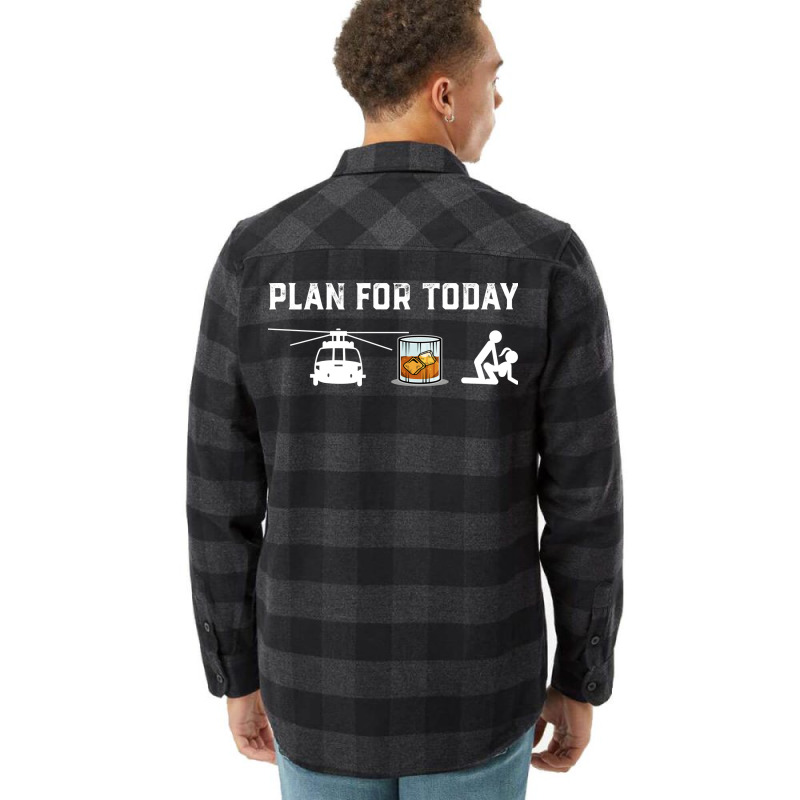 Plan For Today Helicopter Whiskey Bourbon Doggy Fu Flannel Shirt by fattakayaa | Artistshot