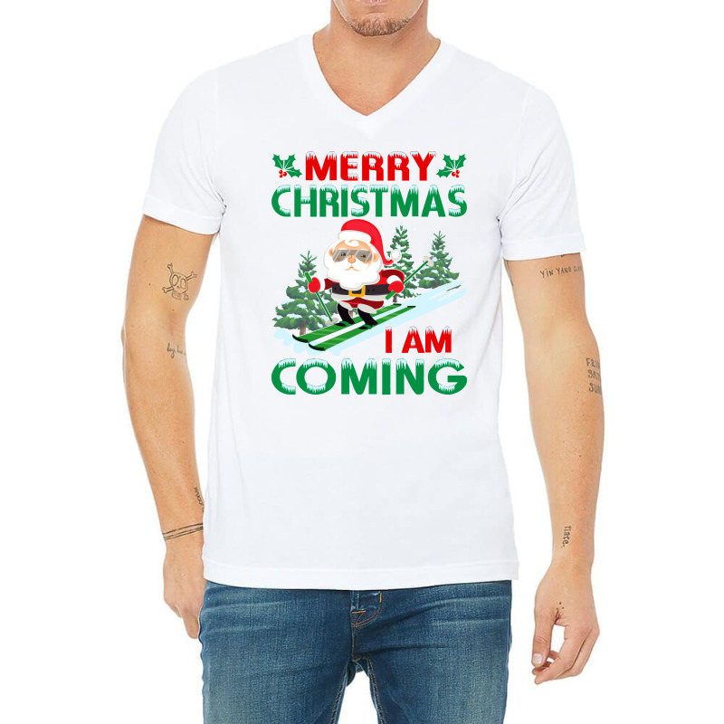 Merry Christmas Travel Yellow V-neck Tee | Artistshot