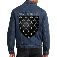 Tread Lightly Here House Footly Coat Of Arms Heral Men Denim Jacket | Artistshot