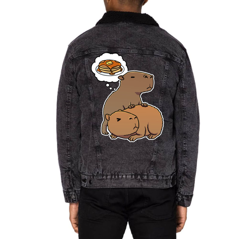 Capybara Hungry For Pancakes Trending Unisex Sherpa-lined Denim Jacket | Artistshot