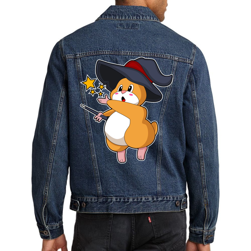 Hamster As Wizard With Magic Wand Aesthetic Men Denim Jacket | Artistshot