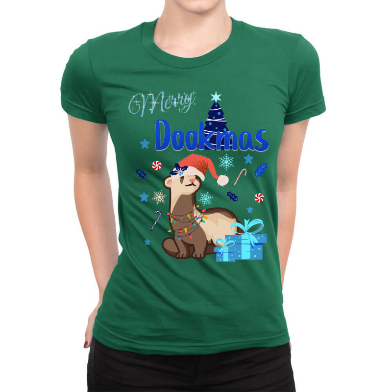 Merry Dookmas Ferret Christmas Design Cold Edition Ladies Fitted T-Shirt by dardokroflc | Artistshot