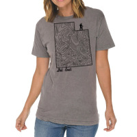 Get Lost Hiking Topographic Art Hike Utah State Ma Vintage T-shirt | Artistshot