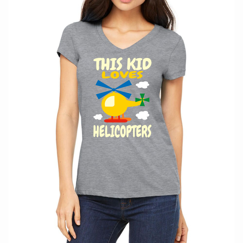 This Kid Loves Helicopters I Childrens Pilots I He Women's V-Neck T-Shirt by mahimnafezi1 | Artistshot