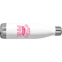 In October We Wear Pink Yellow Stainless Steel Water Bottle | Artistshot