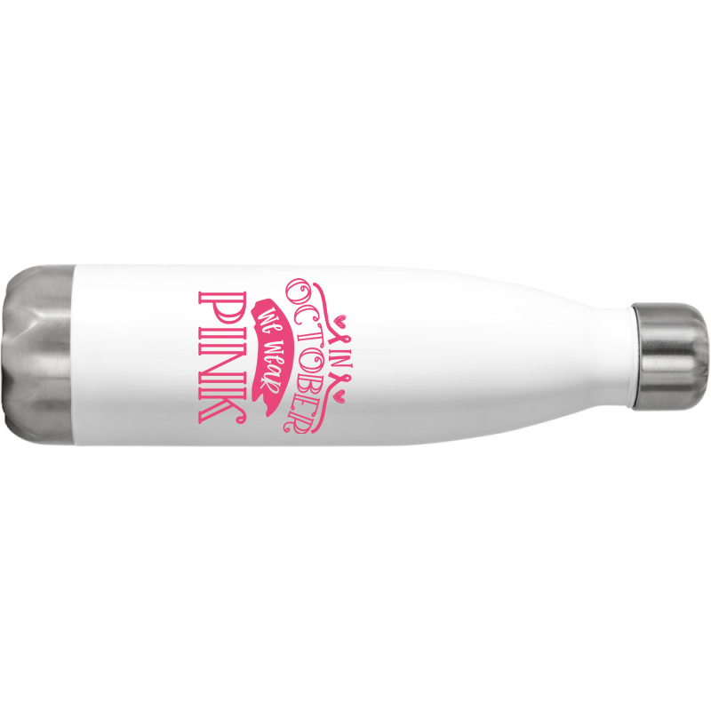 In October We Wear Pink Yellow Stainless Steel Water Bottle | Artistshot