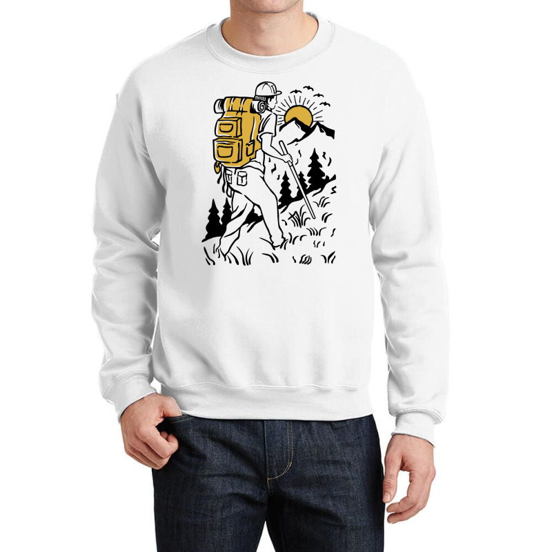 Walking Hiking Mountain Climbing Retro Crewneck Sweatshirt by aynarsaydani | Artistshot