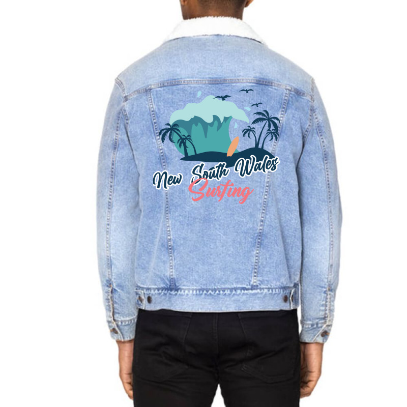 New South Wales Surfing 1 Unisex Sherpa-Lined Denim Jacket by persiefennink | Artistshot