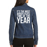 Its The Most Wonderfalafel Time Of The Year Stars Ladies Denim Jacket | Artistshot