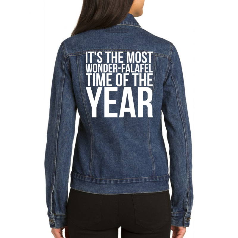 Its The Most Wonderfalafel Time Of The Year Stars Ladies Denim Jacket by shaaleatlass8 | Artistshot